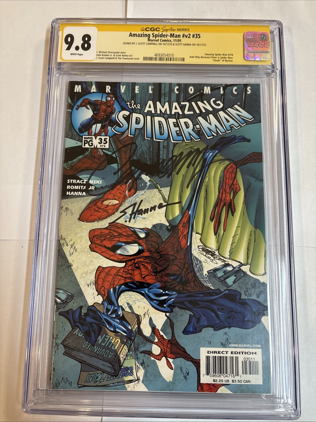 Amazing Spider-man (2001) # 35 (CGC 9.8 SS) Signed Scott Campbell + Sc