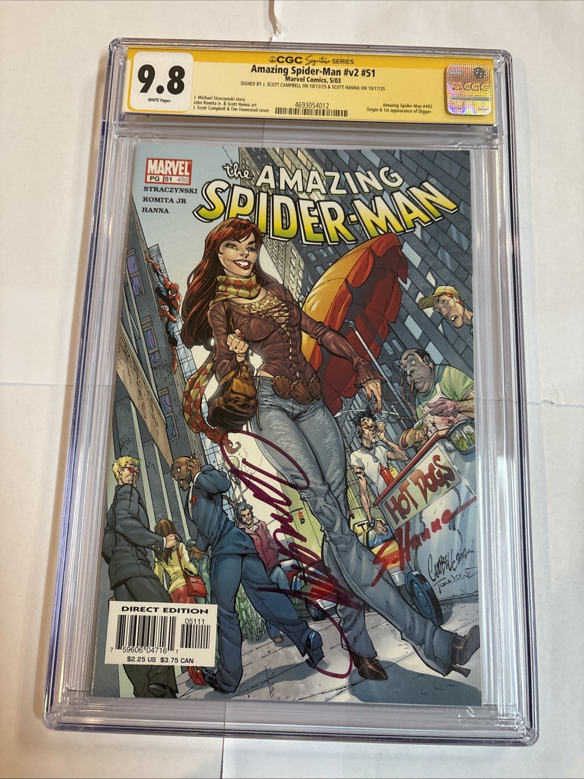 Amazing Spider-man (2003) # 51 (CGC 9.8 SS) Signed Scott Campbell + Sc
