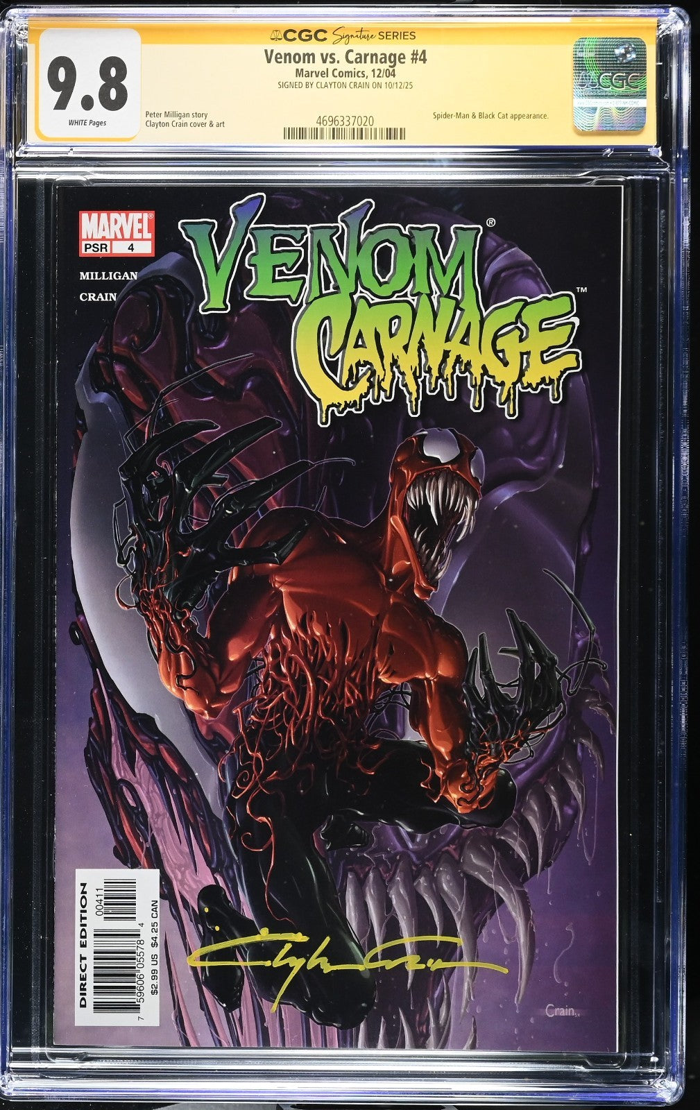 Venom Carnage (2004) # 4 (CGC SS 9.8 WP) Signed By Clayton Crain