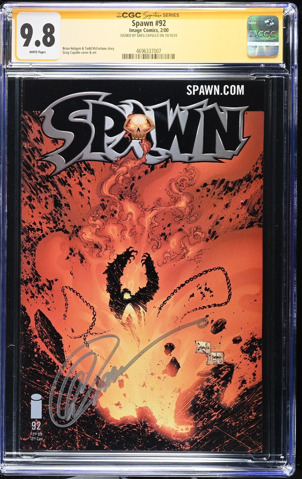 Spawn (2000) # 92 (CGC 9.8 SS) Signed Greg Capullo * Image Comics