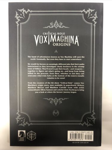 Critical Role Vox Machina Origins (2019) TPB Dark Horse Comics • Mercer • Samson