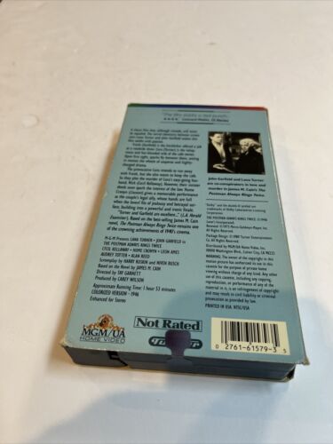 The Postman Always Rings Twice (VHS, 1989) Lana Turner John Garfield | MGM/ UA