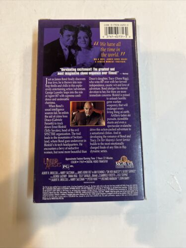 On Her Majestys Secret Service (VHS, 1995) The James Bond 007 Collection