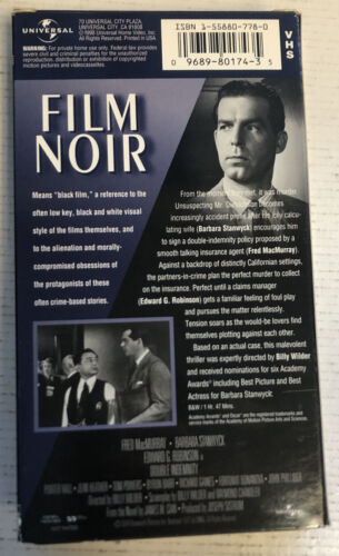 Double Indemnity (1998) Vhs ~ Fred Macmurray | Barbara Stanwyck