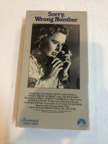 Sorry, Wrong Number (VHS, 1991) Barbara Stanwyck • Burt Lancaster • Ann Richards