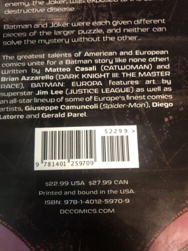 Batman Europa(2016) DC Comics HC Matteo Casali