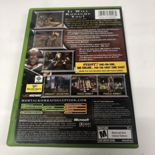 Mortal Kombat: Deception (2004) Xbox • Midway • Video Game • Online Enabled