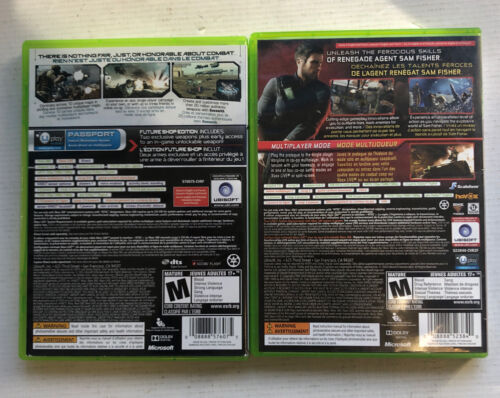 tom clancys Ghost Recon Future Soldier,Splinter cell conviction Xbox 360