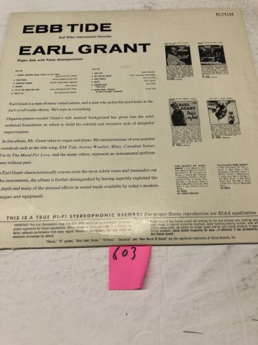 Earl Grant. Ebb Tide Vinyl LP Album