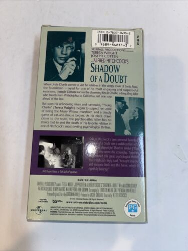 Shadow of a Doubt (VHS, 1999) Alfred Hitckcock • Teresa Wright • Joseph Cotten