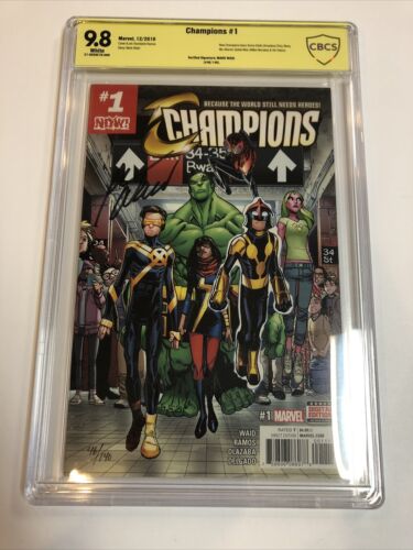 Champions (2016) # 1 (CBCS VS 9.8) Verified Signature Mark Waid # 46 / 140