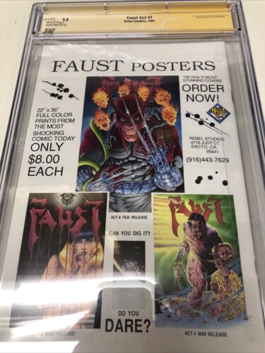 Faust  (1991) #v2 #1 ( CGC 9.8 SS) Signed & Sketch Tim Vigil Northstar Census =2