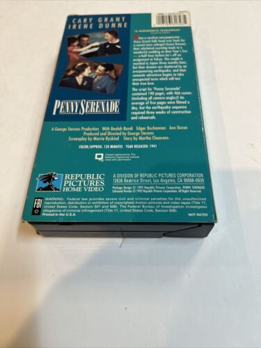 Penny Serenade (VHS, 1992) Gary Grant • Irene Dunne • Ann Doran •Edgar Buchannan