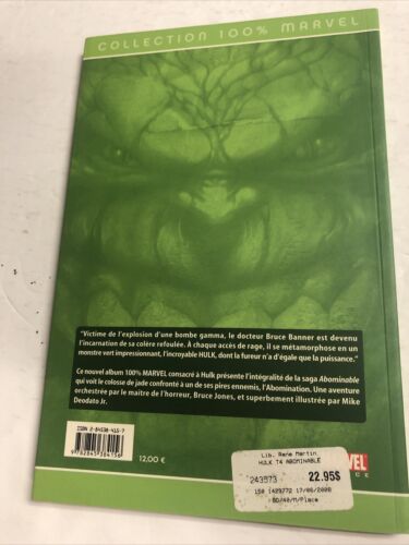 Hulk 4: Abominable (2003) Marvel TPB SC Bruce Jones  (French)