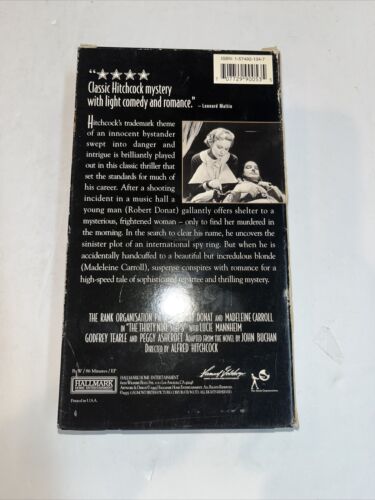 The 39 Steps (VHS 1995) Alfred Hitchcock • Robert Donat • Madelene Carroll