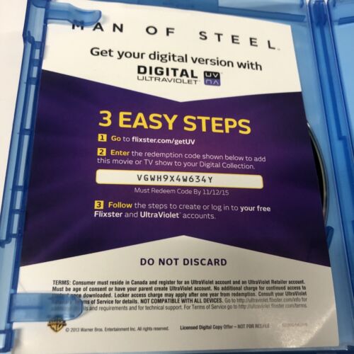 Man of Steel (2013) Blu-ray/DVD 2-Disc Set • Canadian