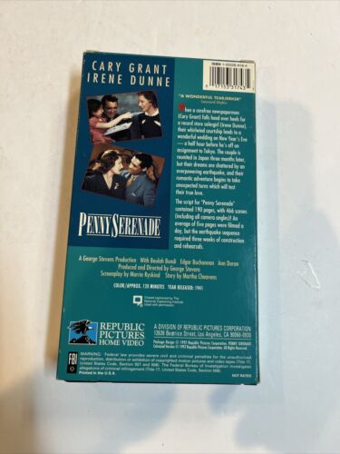 Penny Serenade (VHS, 1992) Gary Grant • Irene Dunne • Ann Doran •Edgar Buchannan