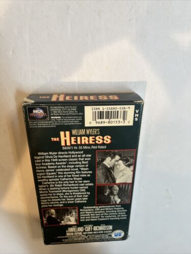 The Heiress (VHS, 1992) Olivia De Havilland Montgomery Clift Ralph Richardson