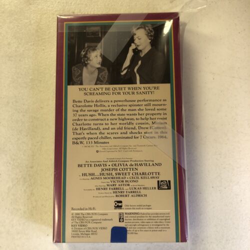 Hush...Hush, Sweet Charlotte (VHS 1988)  Bette Davis • Olivia deHavilland