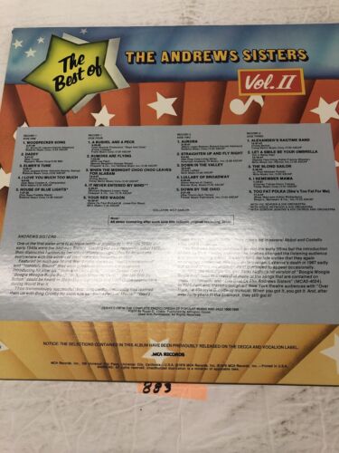 The Andrews Sisters Best of Volume 2   Vinyl LP Album