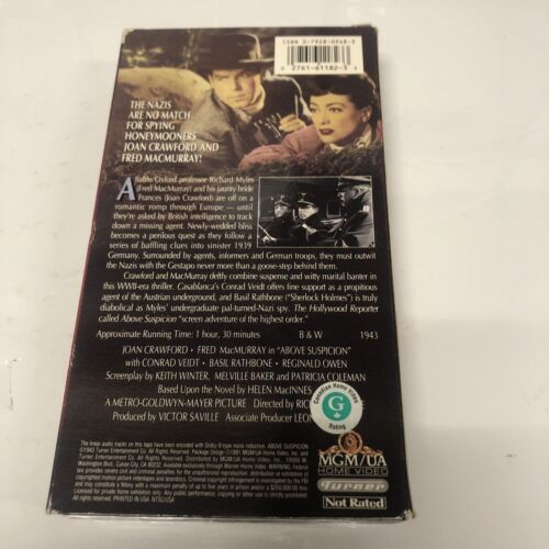 Above Suspicion (1991) VHS • MGM/UA Home Video • Joan Crawford • MacMurray