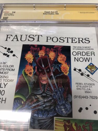 Faust  (1992) #v2 #3 ( CGC 9.8 SS) Signed & Sketch Tim Vigil Northstar Census =2