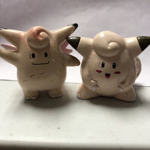 Vintage TOMY Pokemon Clefable + Clefairy PVC Figure Nintendo CGTSJ 1999