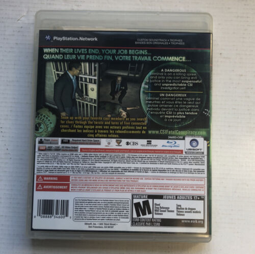 CSI: Crime Scene Investigation - Fatal Conspiracy (Sony PlayStation 3, 2010)