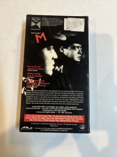 Fritz Lang’s M (VHS 1997)  Peter Lorre Ellen widmann | Hone Vision Cinema