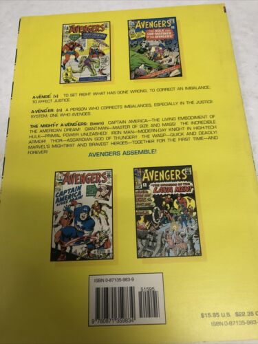 Avengers Masterworks Vol.1 (1993) Marvel SC Stan Lee