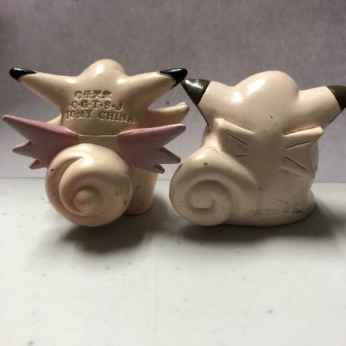 Vintage TOMY Pokemon Clefable + Clefairy PVC Figure Nintendo CGTSJ 1999