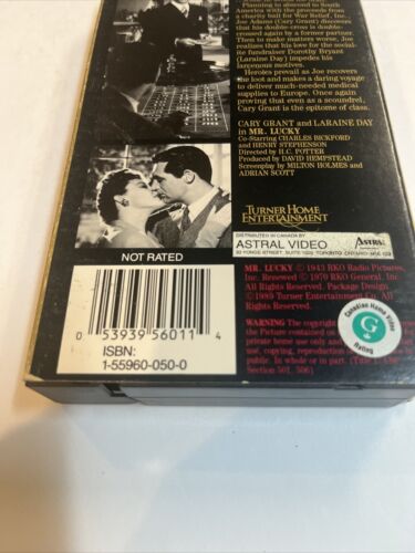 Mister Lucky (VHS 1989) Gary Grant • Laraine Day | RKO Collection