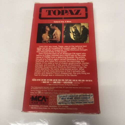 Topaz (1985) VHS Alfred Hitchcock • MCA Home Video • Leon Uris Spy Novel