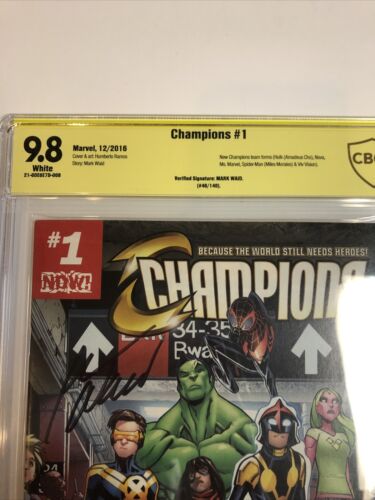 Champions (2016) # 1 (CBCS VS 9.8) Verified Signature Mark Waid # 46 / 140