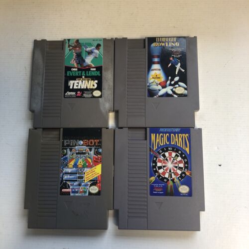 Tennis,Pin-Bot,Bowling,Magic Darts Nes Game Bundle