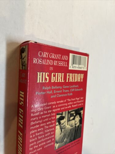 His Girl Friday (VHS 2000) Gary Grant • Rosalind Russell • Ralph Bellamy