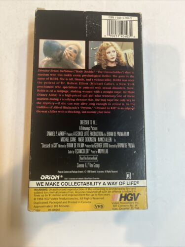 Dressed to Kill (VHS 1994) Michael Caine • Angie Dickinson • Nancy Alen