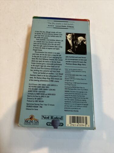 The Postman Always Rings Twice (VHS, 1989) Lana Turner John Garfield | MGM/ UA