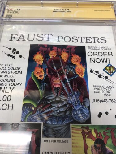 Faust  (1992) #v2 #3 ( CGC 9.8 SS) Signed & Sketch Tim Vigil Northstar Census =2