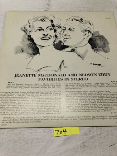 Jeanette MacDonald & Nelson Reddy Favorites In Stereo.   Vinyl  LP Album