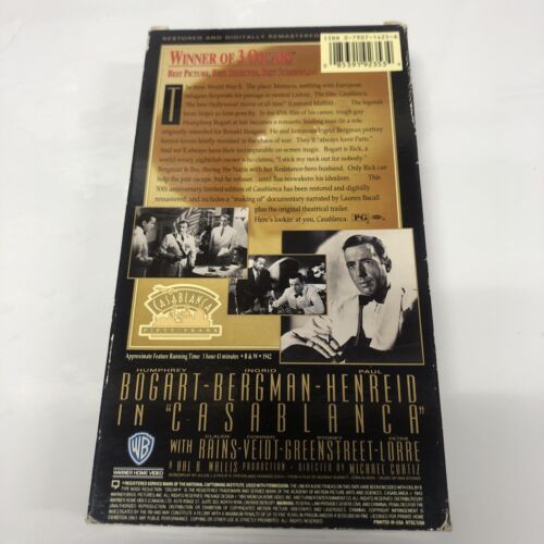 Casablanca (1992) VHS • 50th Annivarsary Edition • Humphrey Bogart • Warner Bros