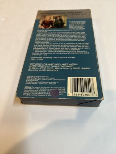 North By Northwest (VHS 1987) Gary Grant • Eva Marie Saint • Alfred Hotchcock