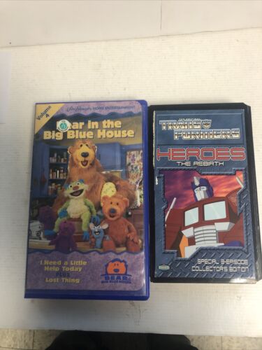 Transformer Heroes The Rebirth & Bear In The Big Blue House Lot (VHS )