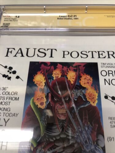 Faust  (1991) #v2 #1 ( CGC 9.8 SS) Signed & Sketch Tim Vigil Northstar Census =2