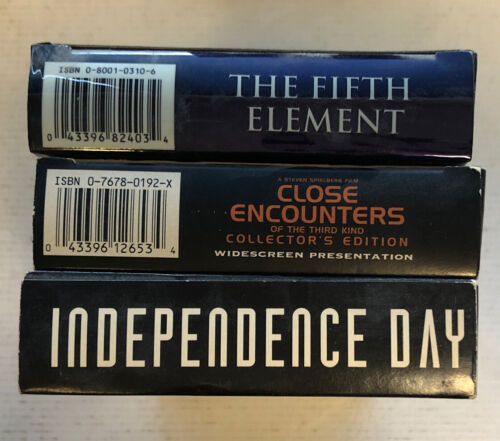 Independence Day,Close Encounter Of The Third Kind,Fifth Element (1996-1998)VHS