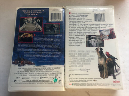 101 Dalmatians 102 Dalmatians lot (VHS, 1997, Clam Shell) Glenn Close Disney