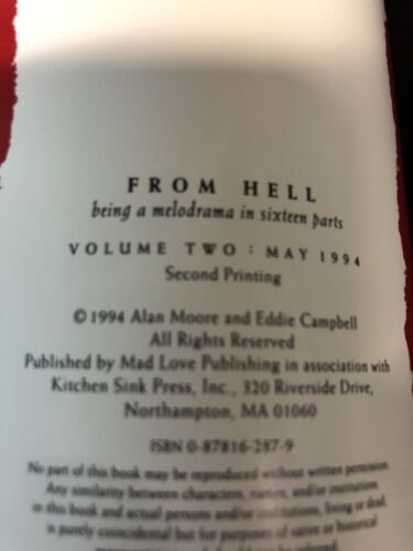 From Hell (1994) #1-6 (VF/NM) Set Printings: 1st: #5,6 2nd:#2,3,4 3rd:#1