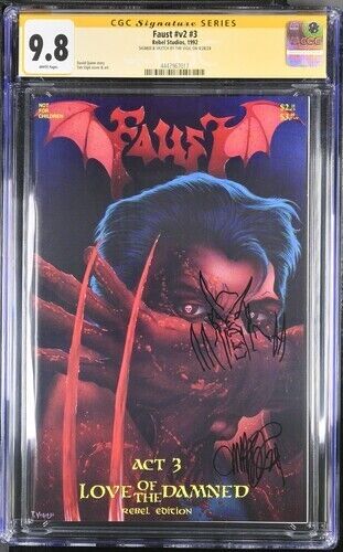 Faust  (1992) #v2 #3 ( CGC 9.8 SS) Signed & Sketch Tim Vigil Northstar Census =2