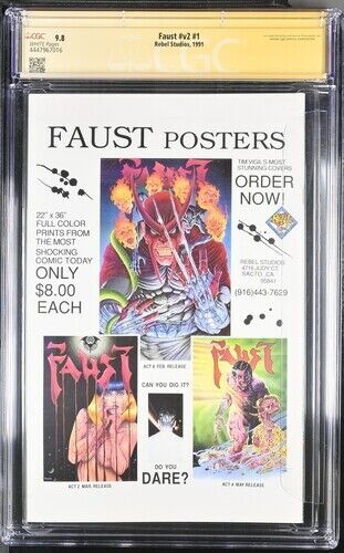 Faust  (1991) #v2 #1 ( CGC 9.8 SS) Signed & Sketch Tim Vigil Northstar Census =2