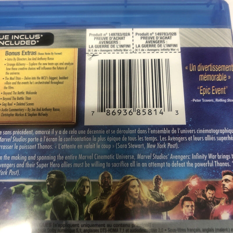 Avengers Infinity War • (2018) Marvel Studios • Blu-ray • Multi Screen Edition